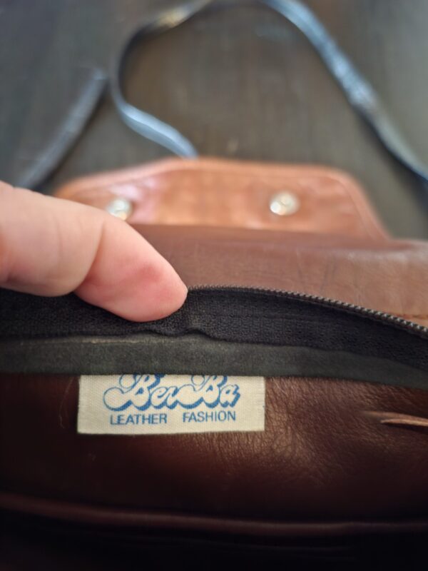 Berba leren handtas cognac/donkerbruin compact 20x18 cm