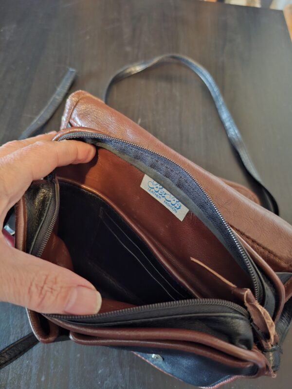 Berba leren handtas cognac/donkerbruin compact 20x18 cm