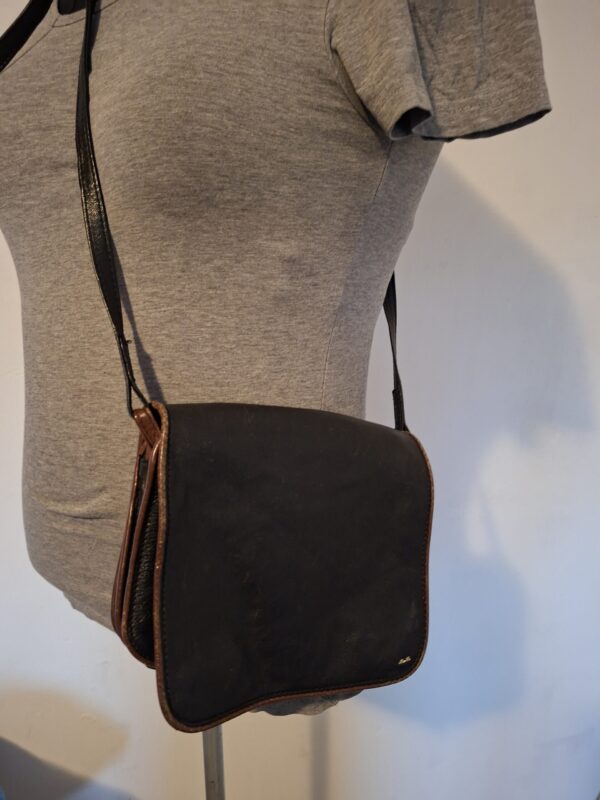 Berba leren handtas cognac/donkerbruin compact 20x18 cm