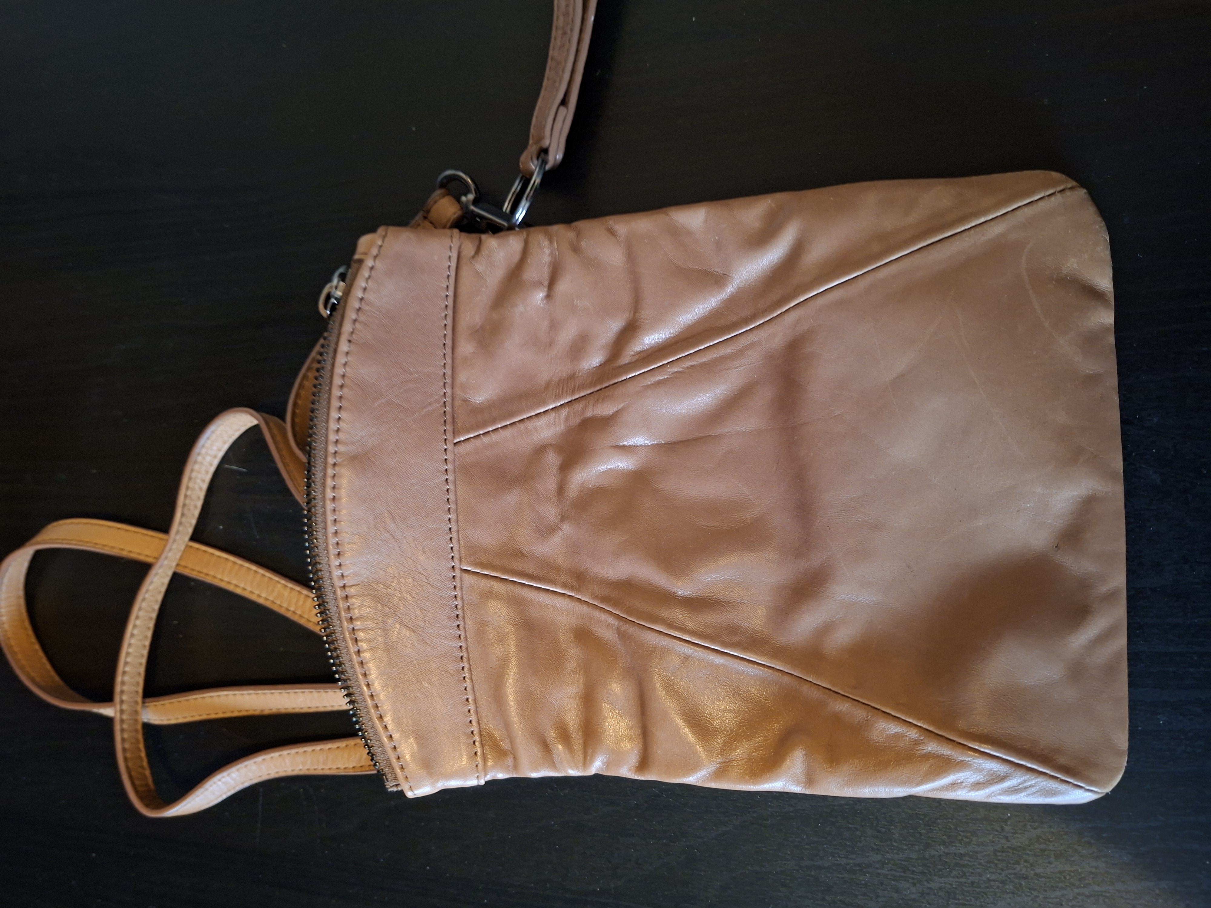 Sarah Pacini leren crossbody tas camel cognac