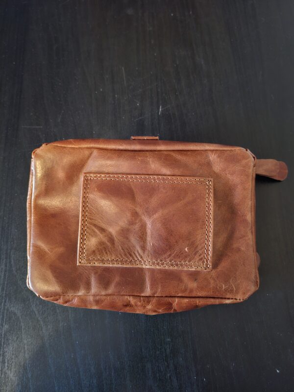 Leren heuptasje cognac washed vintage riemlussen 17x14 cm