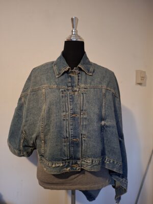 Zara spijkerjack asymmetrisch cape-mouw blauw maat M