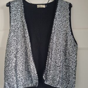 Costes pailletten gilet zwart zilver maat XL (ook L/M)