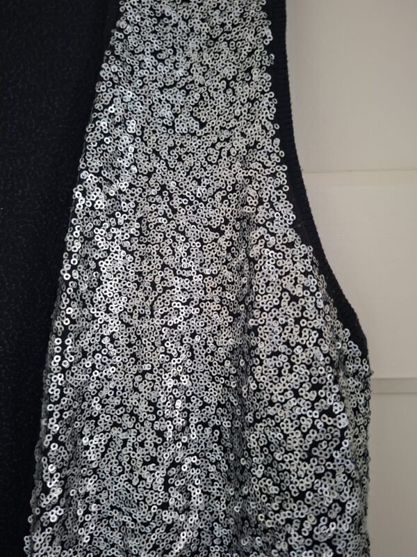 Costes pailletten gilet zwart zilver maat XL (ook L/M)
