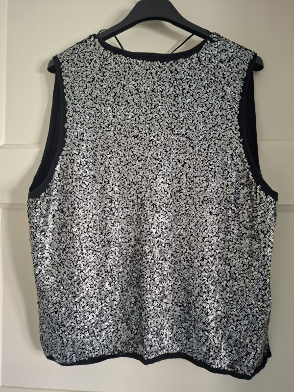 Costes pailletten gilet zwart zilver maat XL (ook L/M)