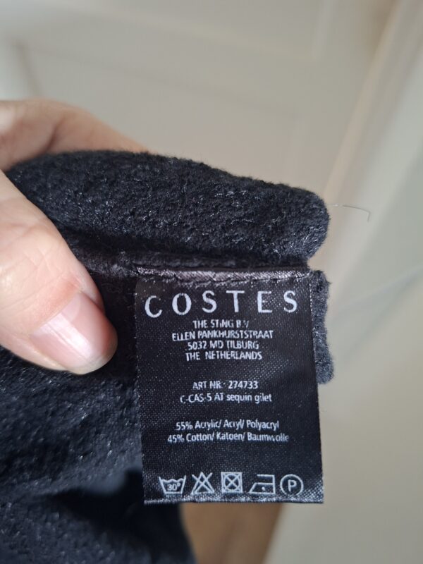 Costes pailletten gilet zwart zilver maat XL (ook L/M)