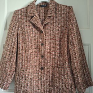 Sixth Sense C&A tweed blazer beige/rood maat M