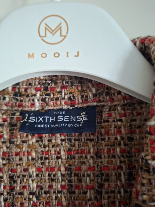 Sixth Sense C&A tweed blazer beige/rood maat M