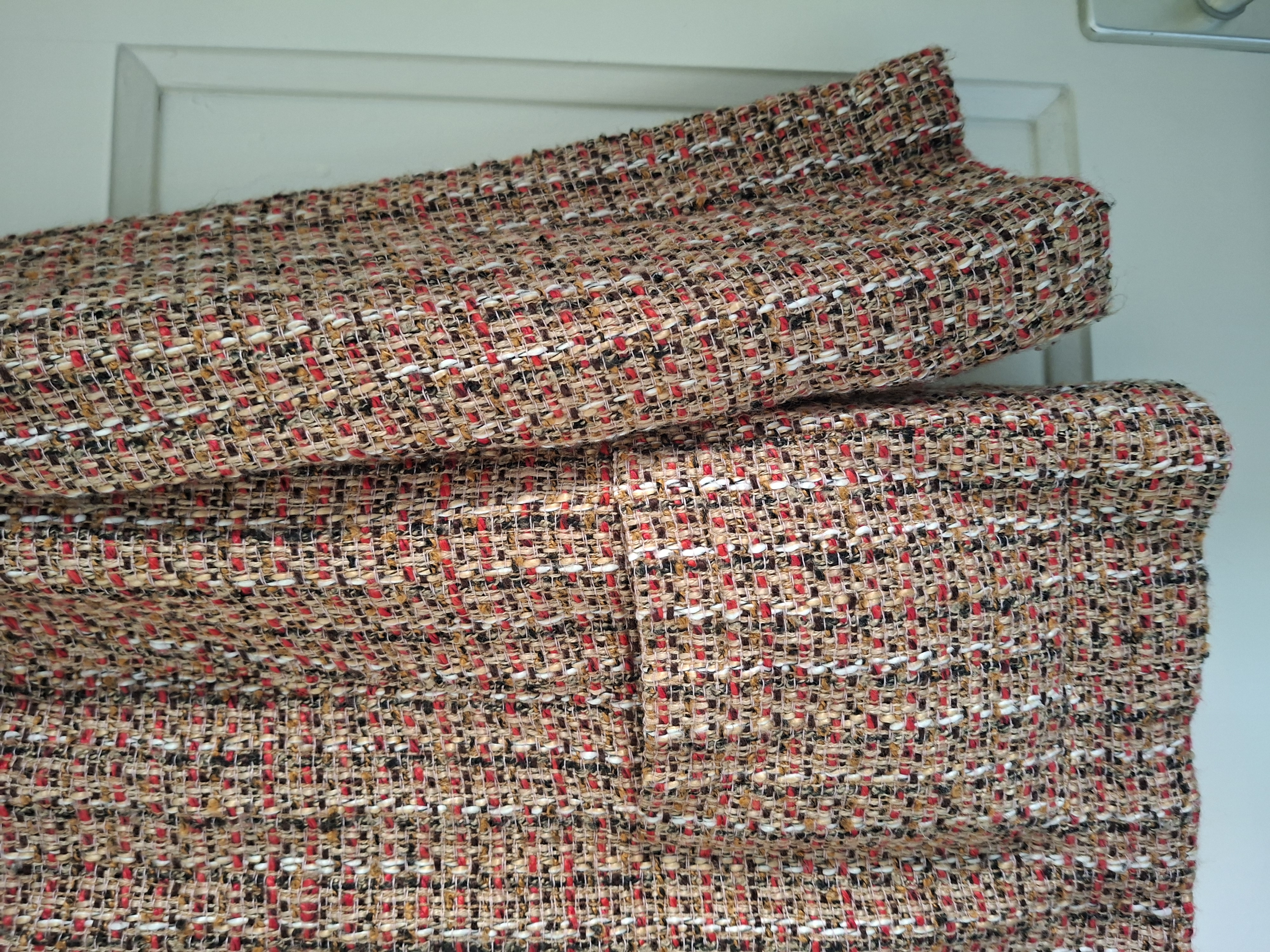 Sixth Sense C&A tweed blazer beige/rood maat M