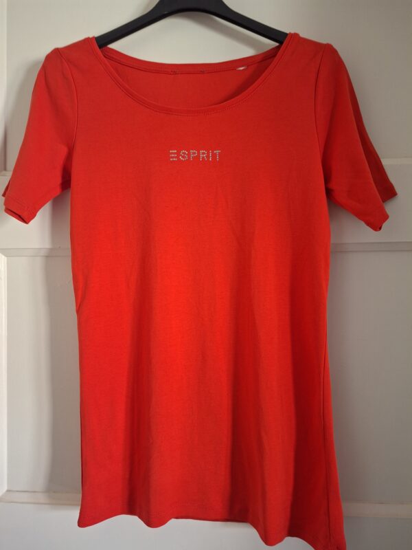 Esprit T-shirt rood strass logo maat M