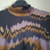 Top ikat print donkerblauw/oker/lila staande col maat S/M