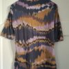 Top ikat print donkerblauw/oker/lila staande col maat S/M