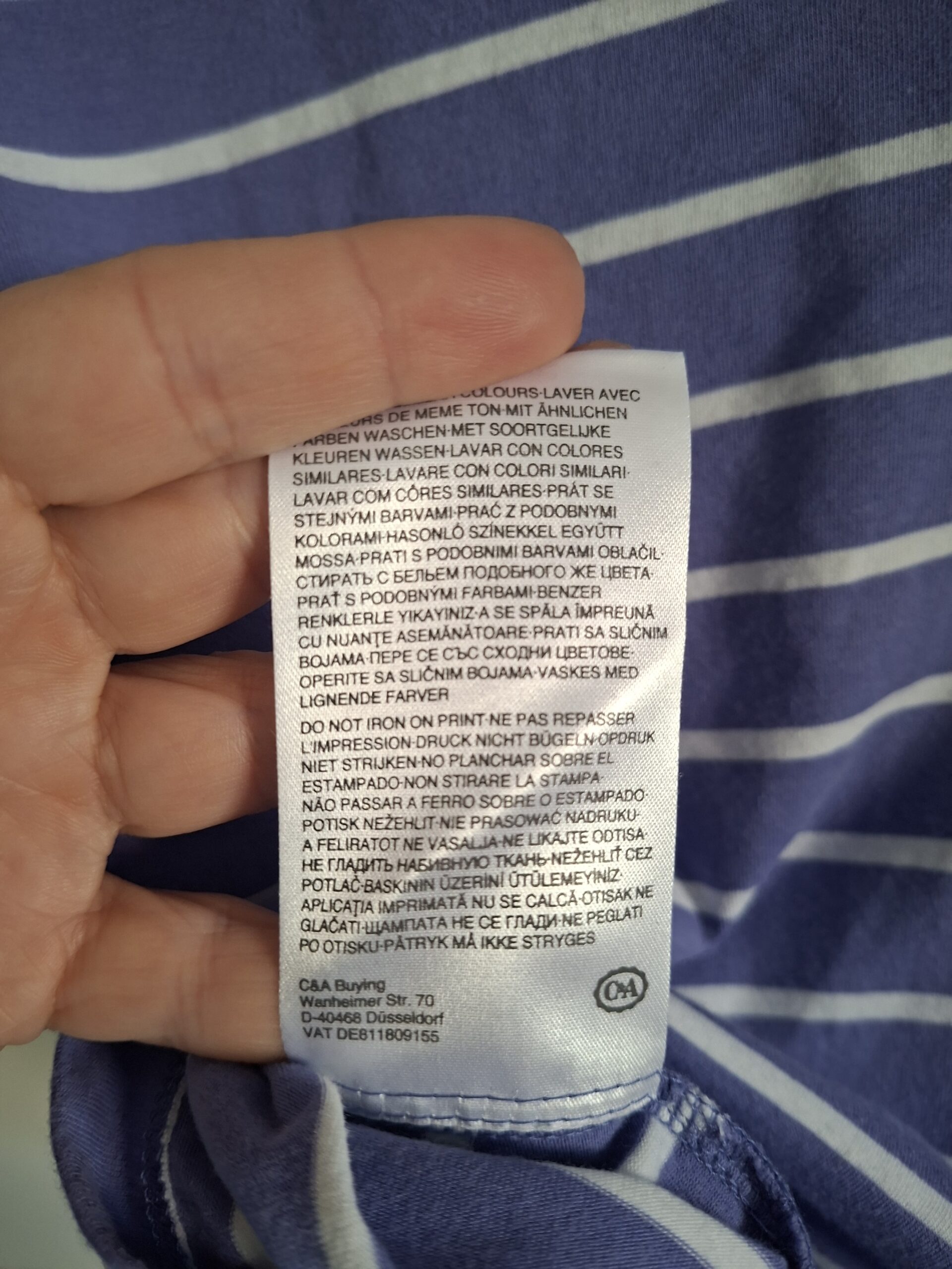 C&A The Basics t-shirt lila wit gestreept maat S