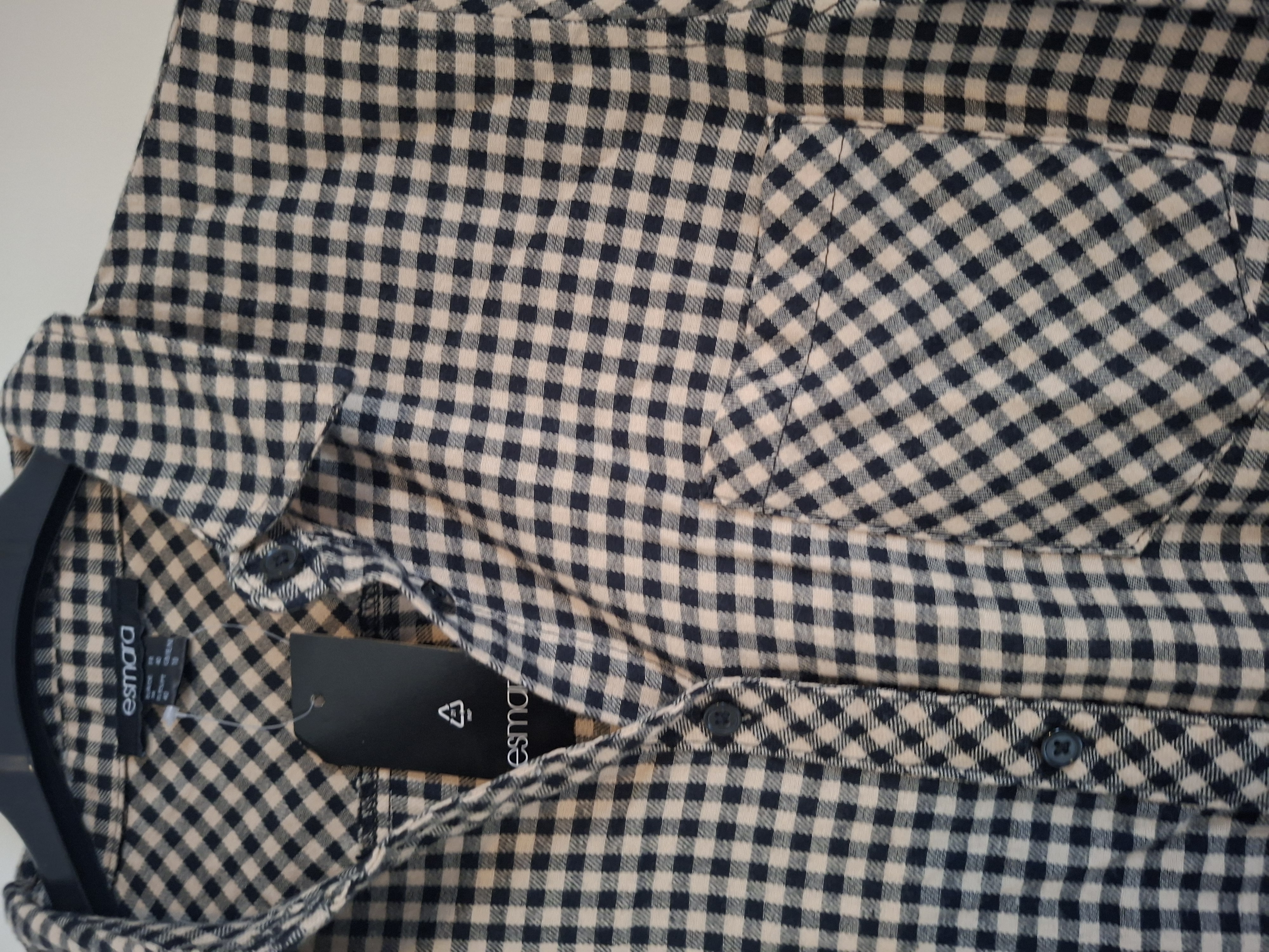 Esmara blouse zwart beige ruit maat 38