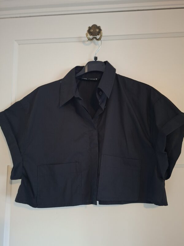 Zara cropped blouse zwart vleermuismouwen maat S