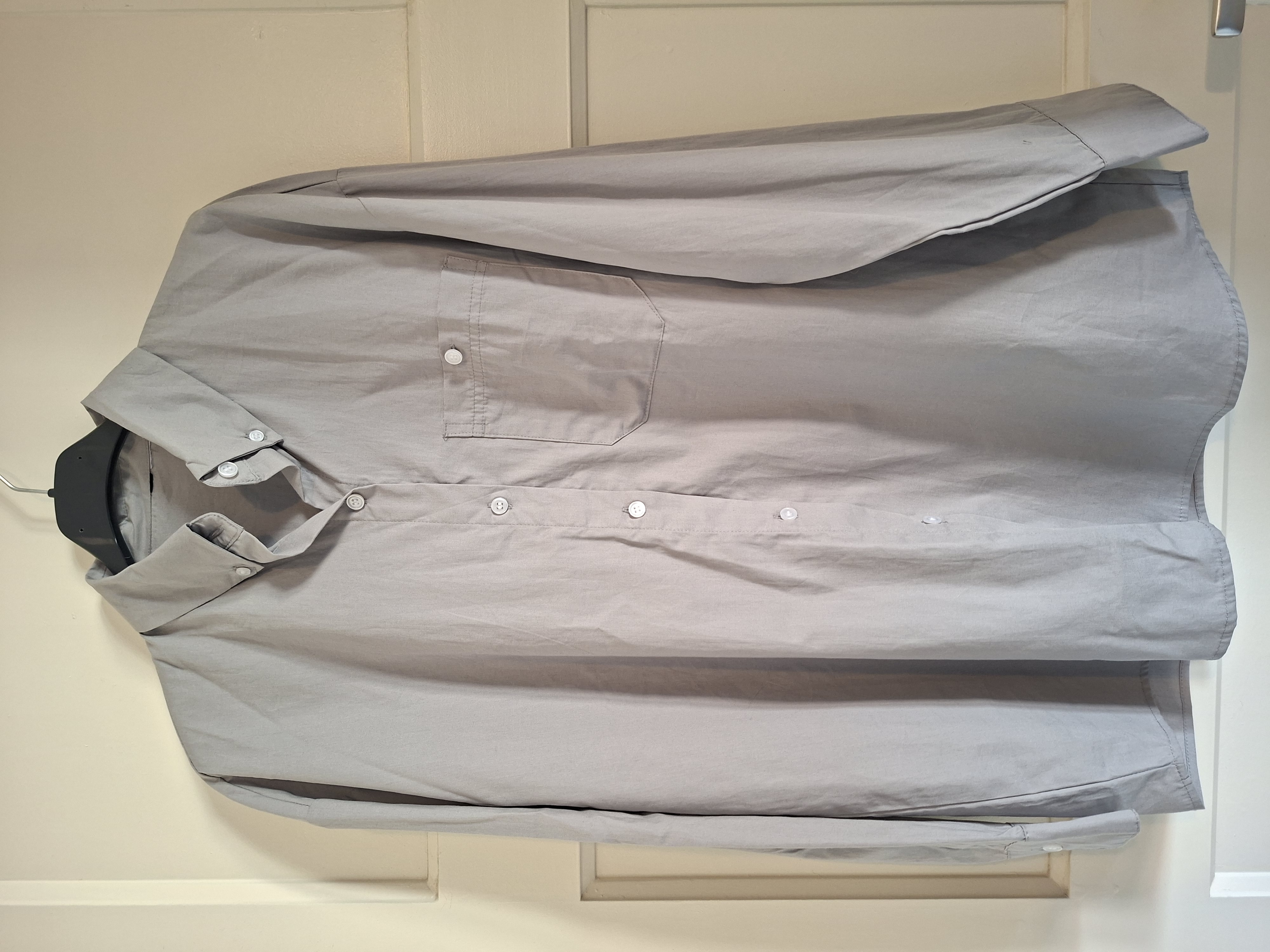 Lichtgrijs overhemd button-down lange mouwen maat L/XL