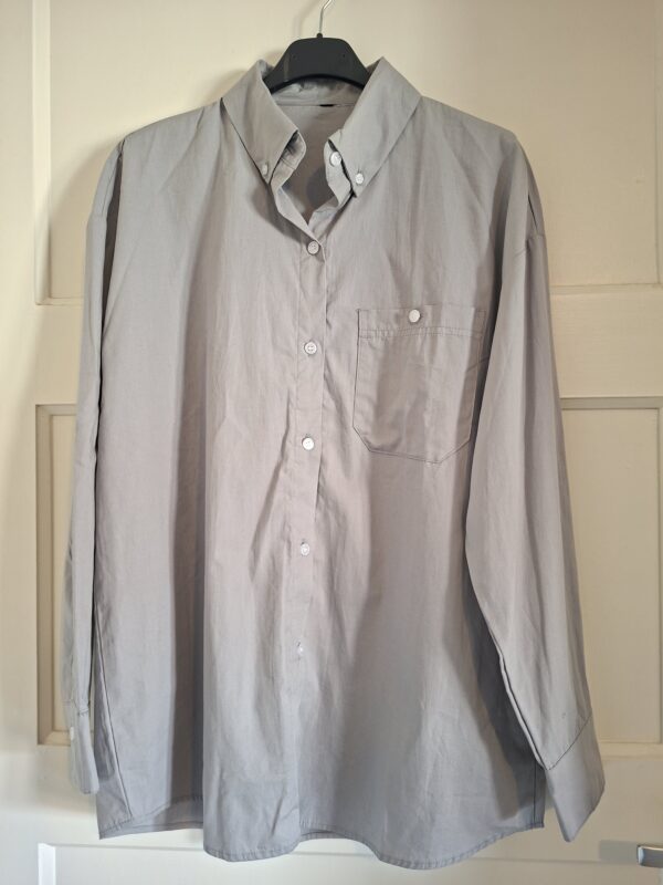 Lichtgrijs overhemd button-down lange mouwen maat L/XL