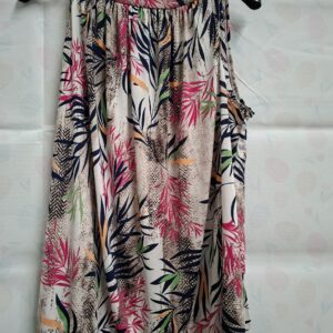 Mouwloze tuniek - Tropische print beige/roze/marineblauw