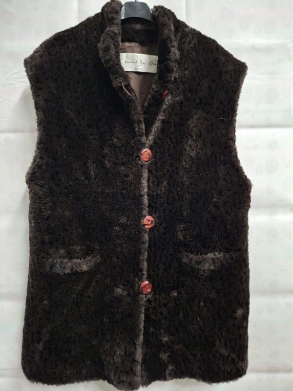 Comme Du Vrai Paris vintage faux fur gilet - Donkerbruin luipaardprint