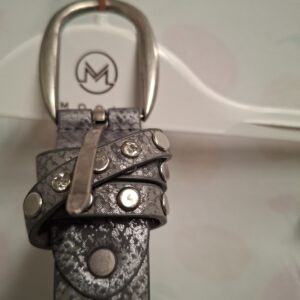 Eksept Riem Grijs Metallic Slangenprint Maat 85