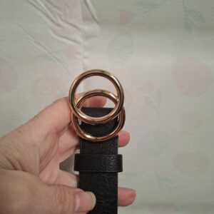 Riem Zwart Dubbele Rosé Gouden Gesp 85 cm