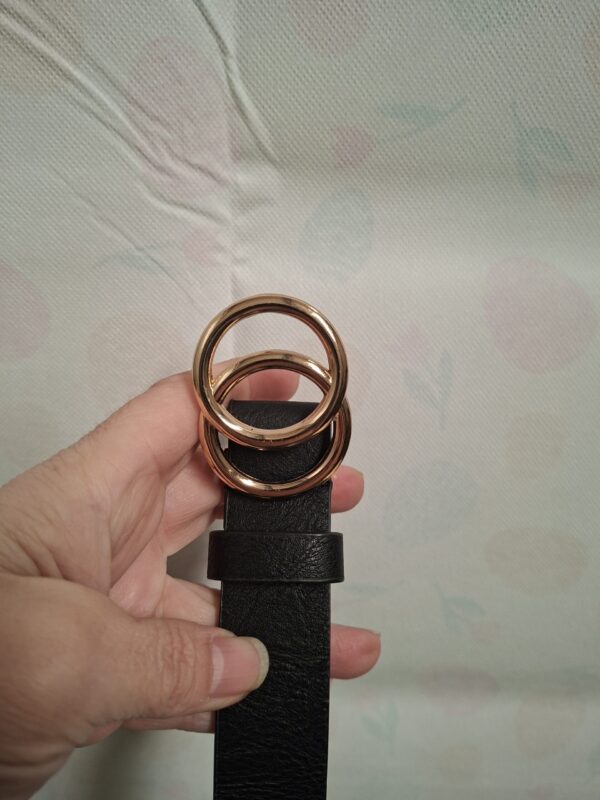 Riem Zwart Dubbele Rosé Gouden Gesp 85 cm