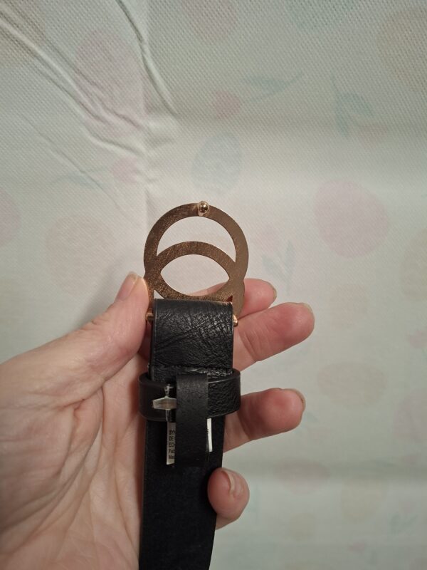 Riem Zwart Dubbele Rosé Gouden Gesp 85 cm