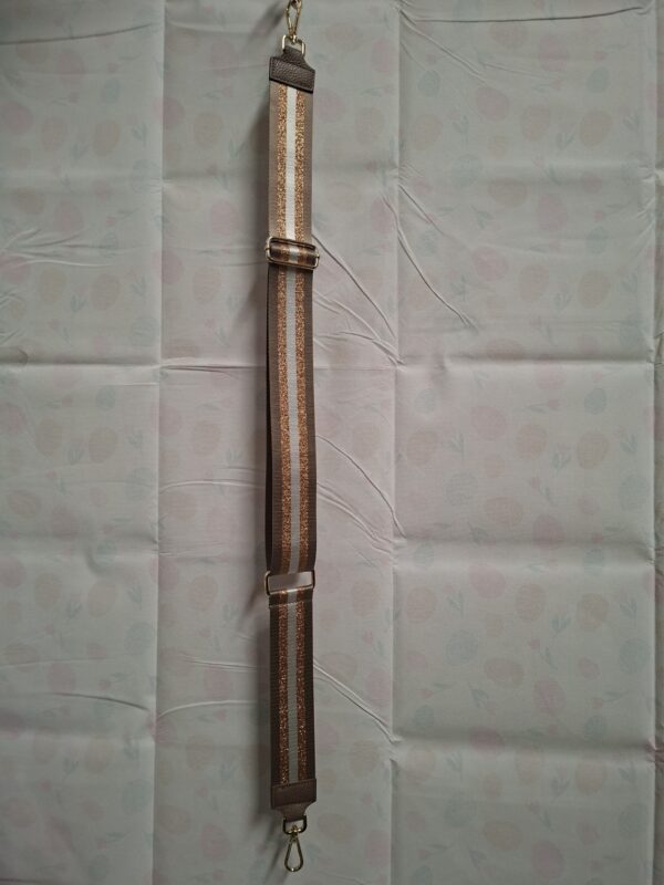 Tasband Taupe/Rosé Goud Glitter Strepen