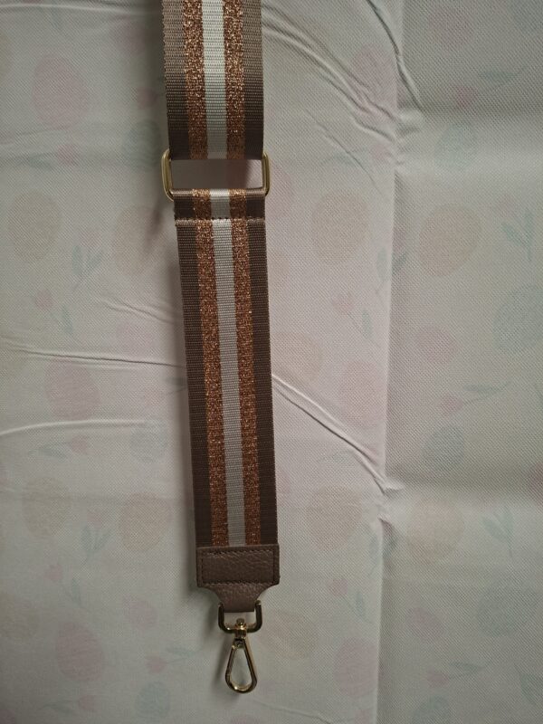 Tasband Taupe/Rosé Goud Glitter Strepen