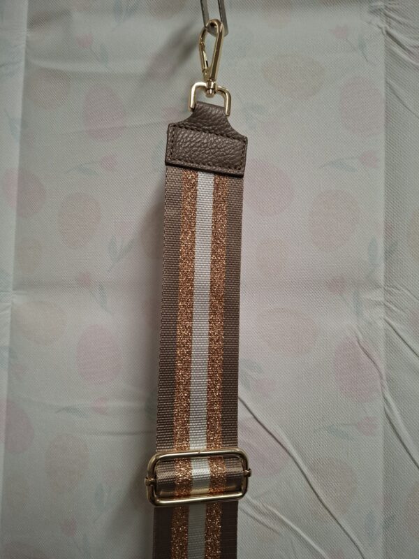 Tasband Taupe/Rosé Goud Glitter Strepen