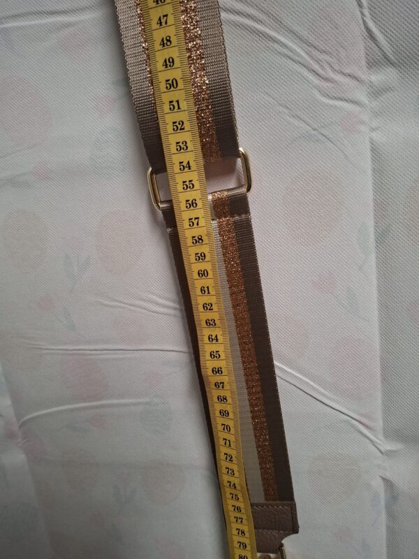 Tasband Taupe/Rosé Goud Glitter Strepen