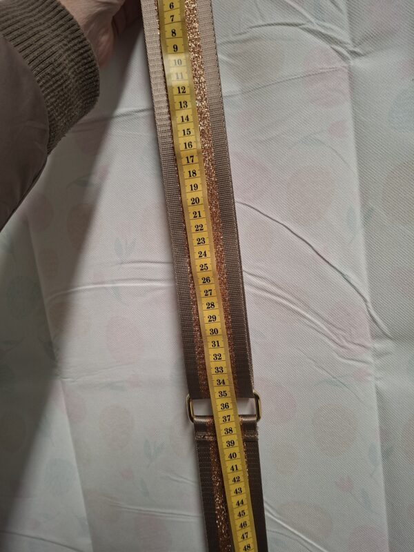 Tasband Taupe/Rosé Goud Glitter Strepen