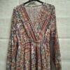 Italiaanse Maxi Jurk Boho Paisley Print Mintgroen/Rood S