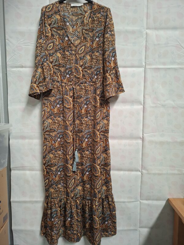 Costes Maxi Jurk Oker/Bruin Paisley Print 38