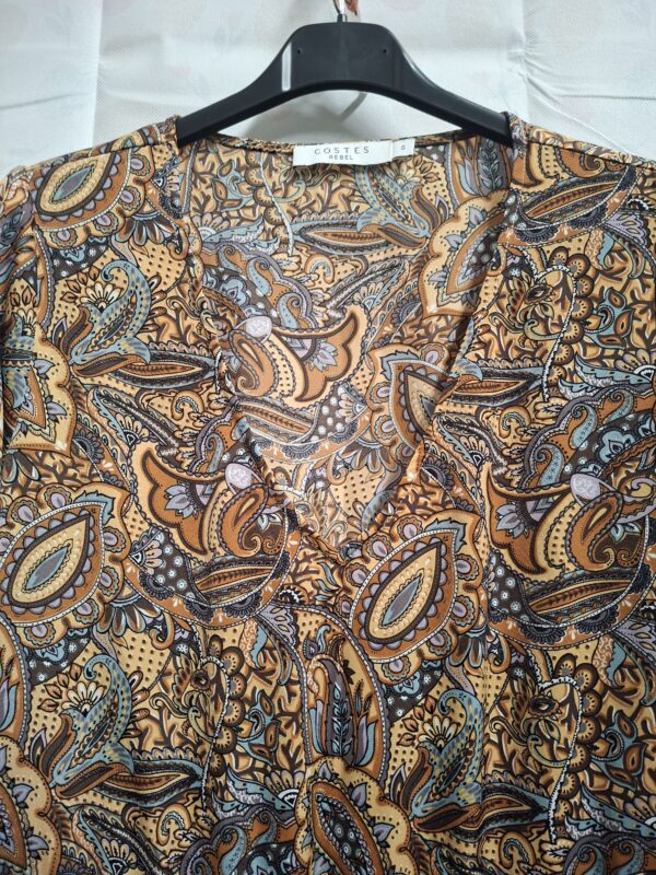 Costes Maxi Jurk Oker/Bruin Paisley Print 38