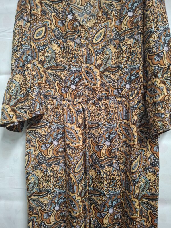 Costes Maxi Jurk Oker/Bruin Paisley Print 38