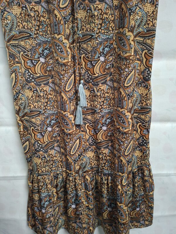 Costes Maxi Jurk Oker/Bruin Paisley Print 38