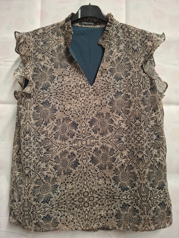 Ydence Boho Set Top + Rok Taupe/Blauw Paisley Print