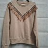 Cotton Club Fringe Sweater Beige Small