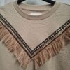 Cotton Club Fringe Sweater Beige Small