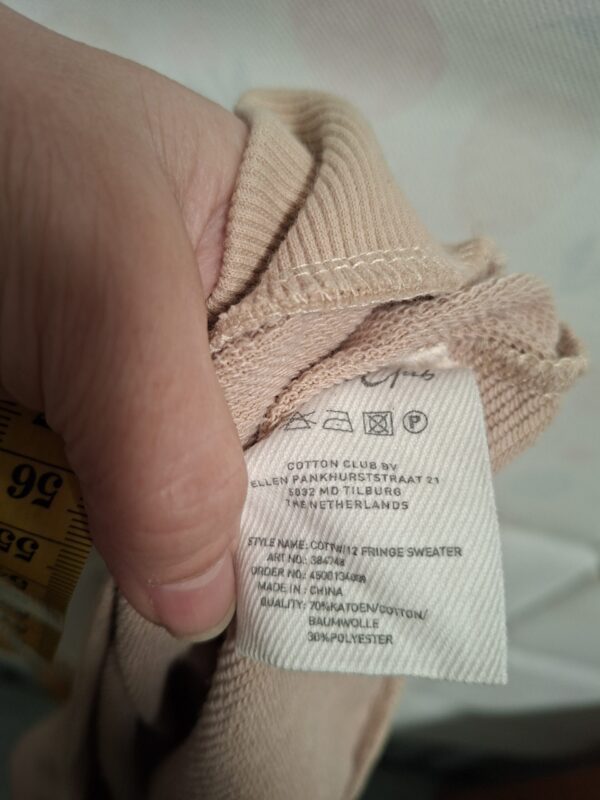 Cotton Club Fringe Sweater Beige Small