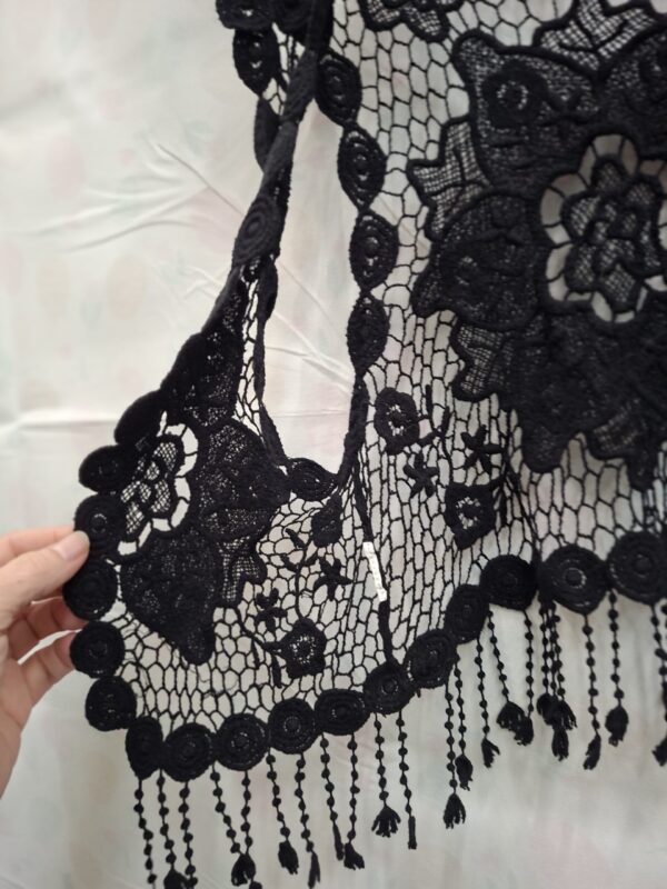 Zwart Kant Vest met Franje — Boho Chique