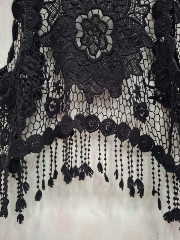 Zwart Kant Vest met Franje — Boho Chique