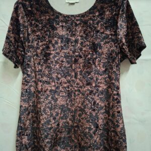 Cotton Club Velours Shirt Zwart/Roze Print Small