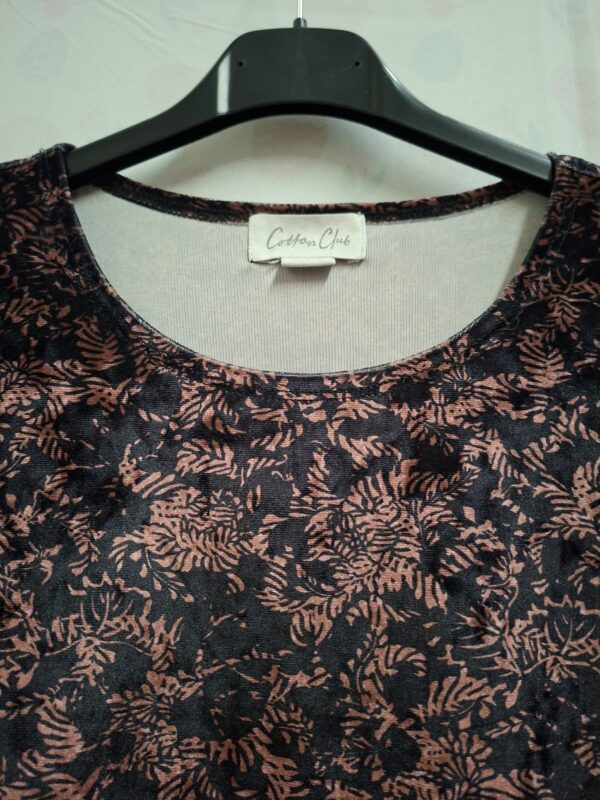 Cotton Club Velours Shirt Zwart/Roze Print Small