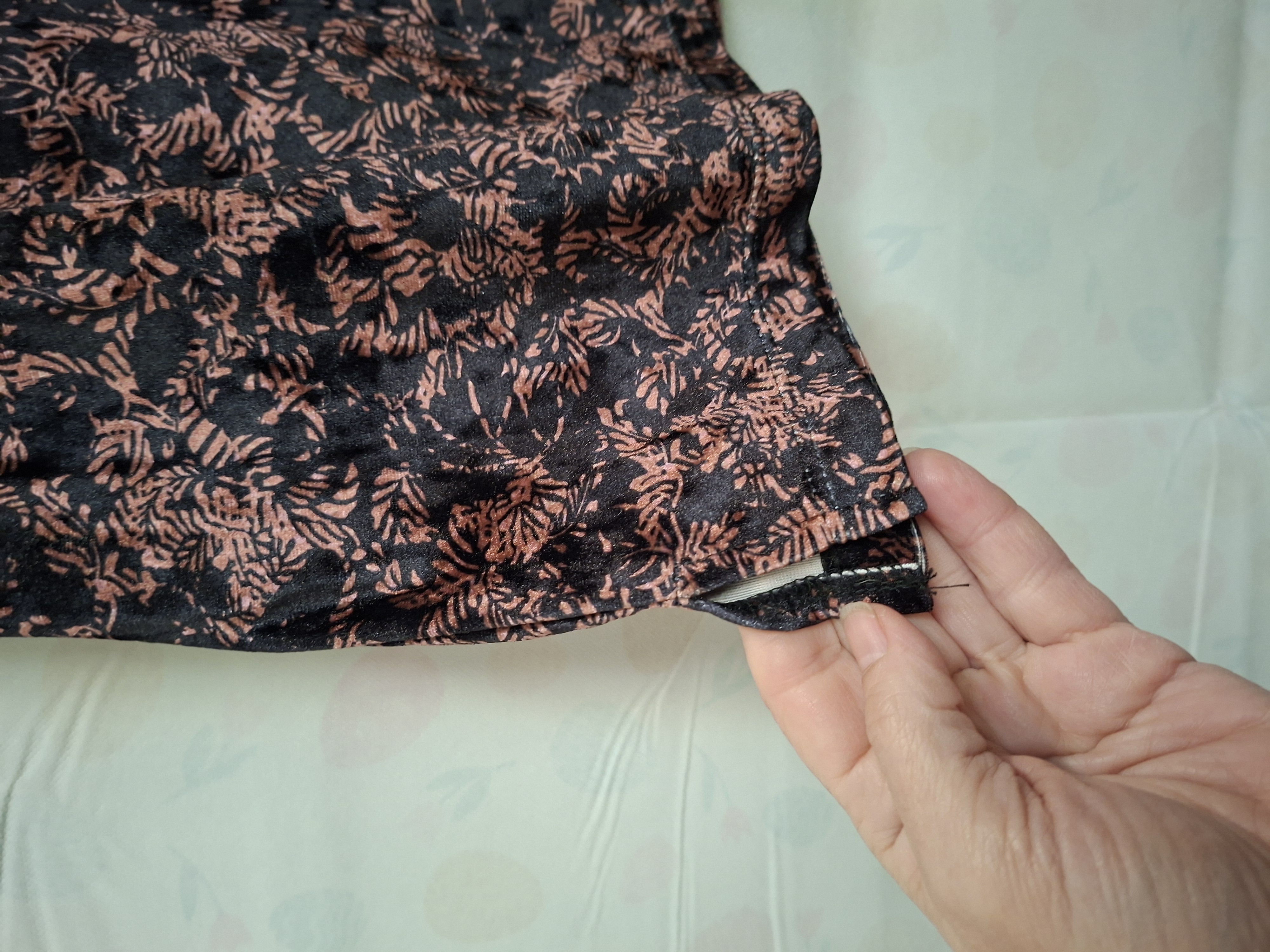 Cotton Club Velours Shirt Zwart/Roze Print Small