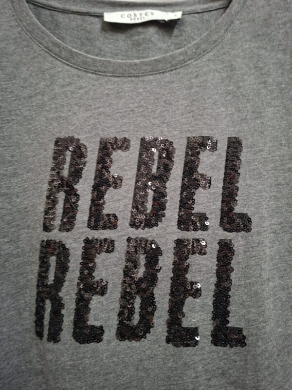 Costes Rebel Sequin Tee Grijs S