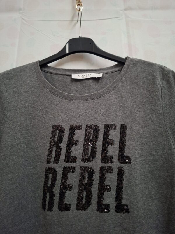 Costes Rebel Sequin Tee Grijs S