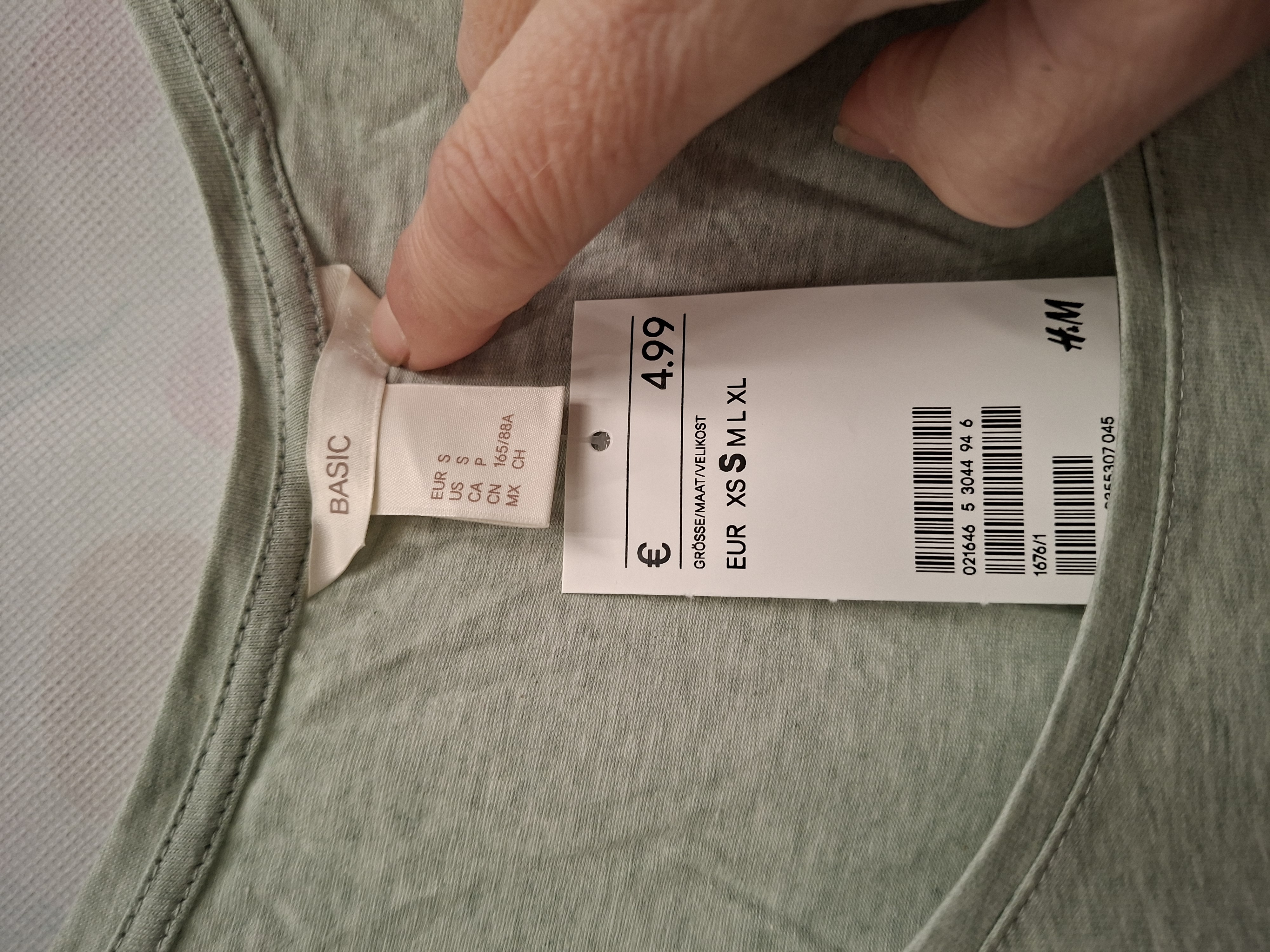 H&M Basic Topje Mouwloos Hemdje Mintgroen S