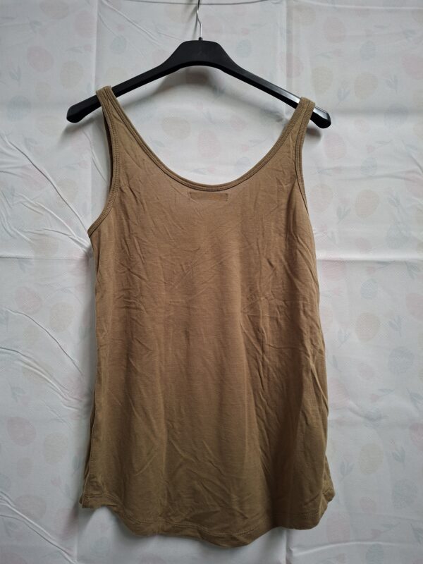 Pull & Bear Mouwloos Topje Hemdje Camel S — Diepe Ronde Hals